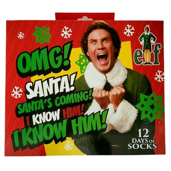 New Buddy Elf Christmas 12 Days Of Socks Calendar Holiday Movie Gag Novelty Gift - Picture 1 of 7